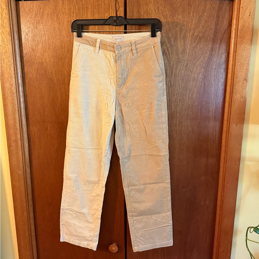 Brixton Women's Beige Corduroy Straight Leg Pants